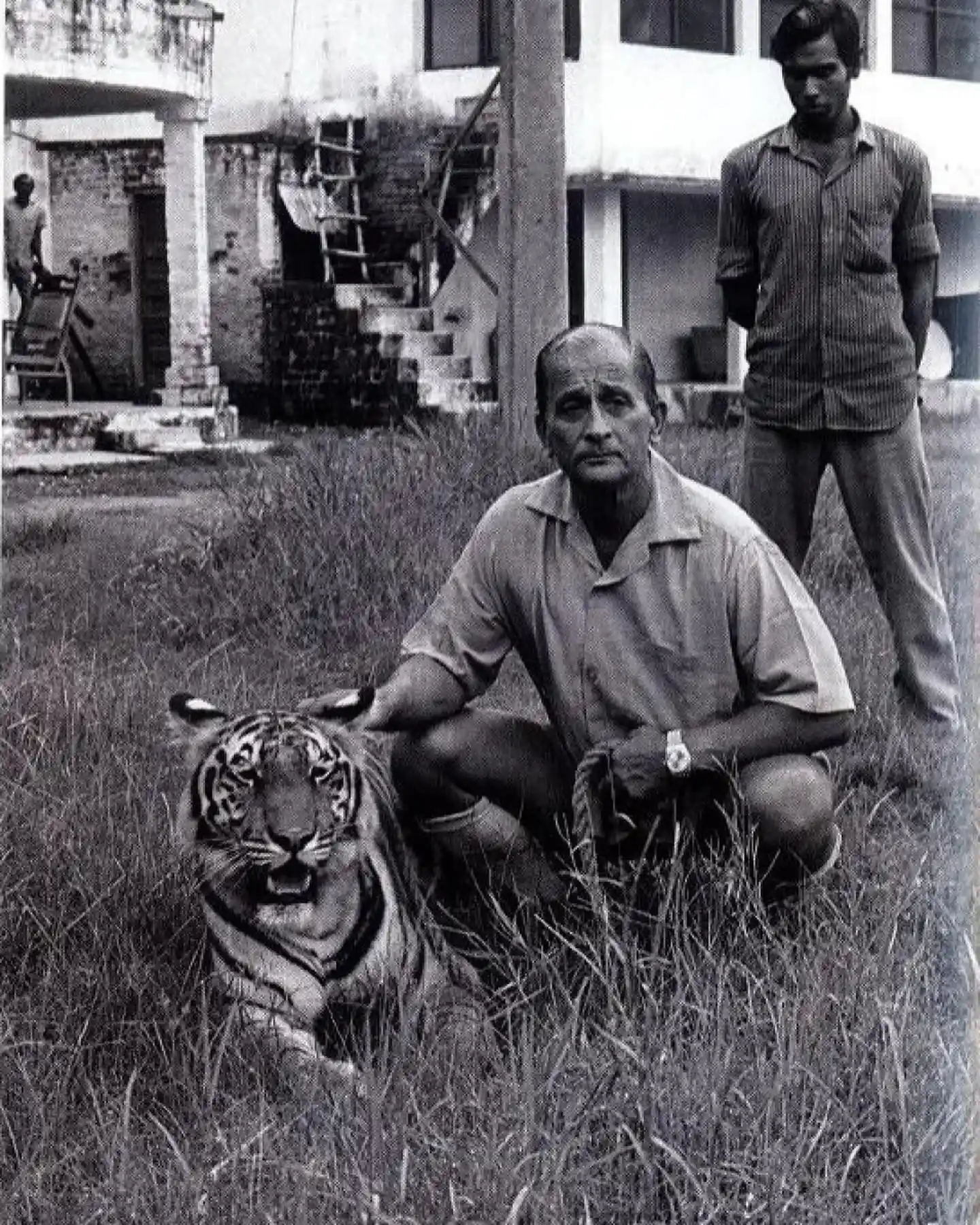 Billy Arjan Singh, India’s pioneering wildlife conservationist, photographed with a tiger at Dudhwa National Park.
